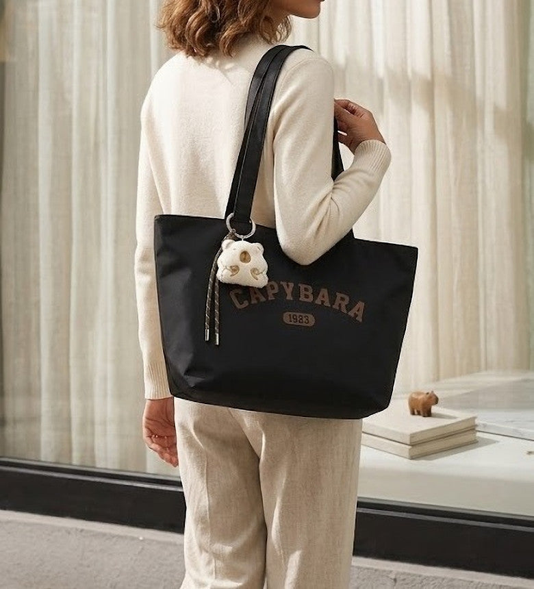 Capybara Canvas Bag Noir – Sac en Toile Tendance & Original