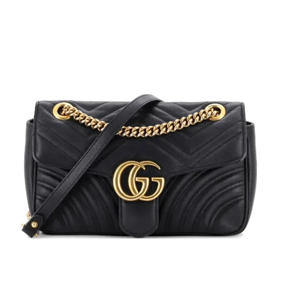 Gucci GG Marmont Small Bag Noir – Sac en Cuir Matelassé avec Finitions Dorées