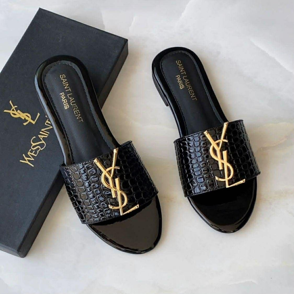 YSL Mules Plates Vernies Style Croco