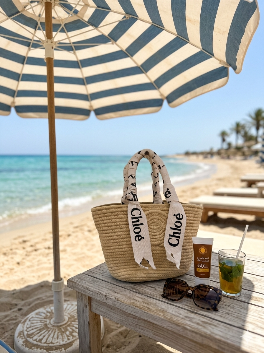 Chloé Woody Woven Raffia Basket Bag
