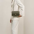 Chanel Lambskin Quilted Medium Classic Flap Green GHW
