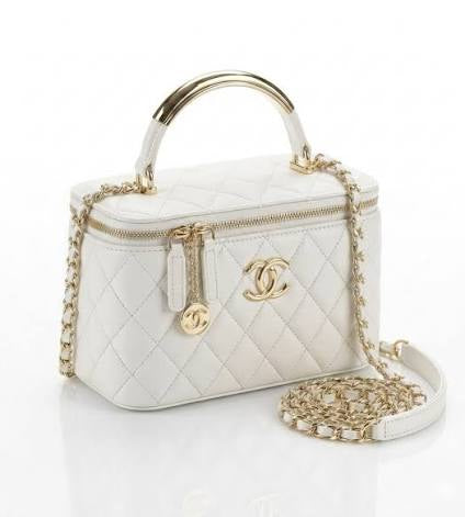 Sac Vanity Chanel – Cuir Matelassé Blanc & Métal Doré