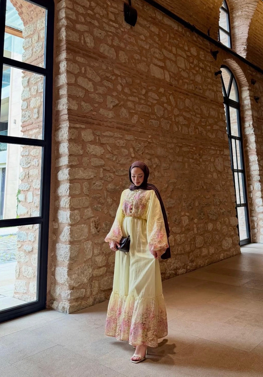 Robe Longue Bohémienne Chic – Jaune Pastel