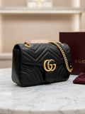 Gucci GG Marmont Small Bag Noir – Sac en Cuir Matelassé avec Finitions Dorées