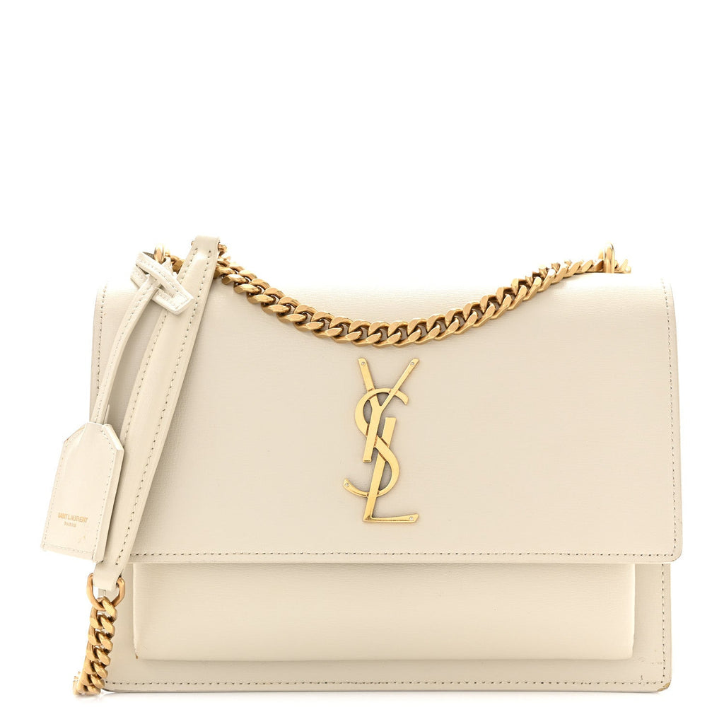 Saint Laurent Medium Monogram Sunset – Calfskin Crema Soft
