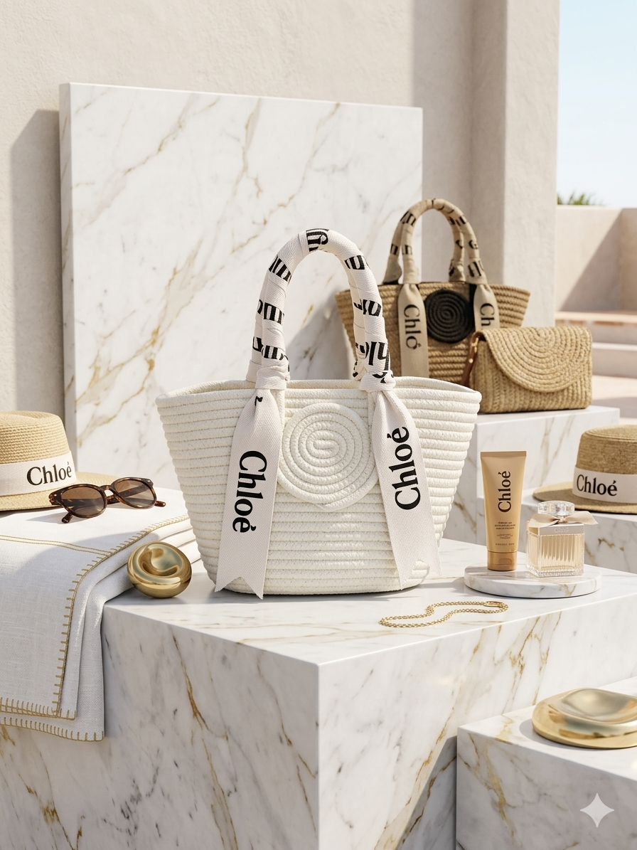 Chloé Woody Woven Raffia Basket Bag – Sac Panier Chic & Naturel