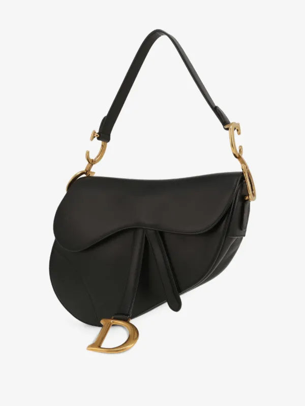 Christian Dior 2019 Black Leather Saddle Shoulder Bag – Sac à Épaule en Cuir Noir