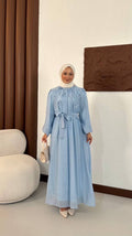 Robe Longue Romantique Chic – Bleu Ciel