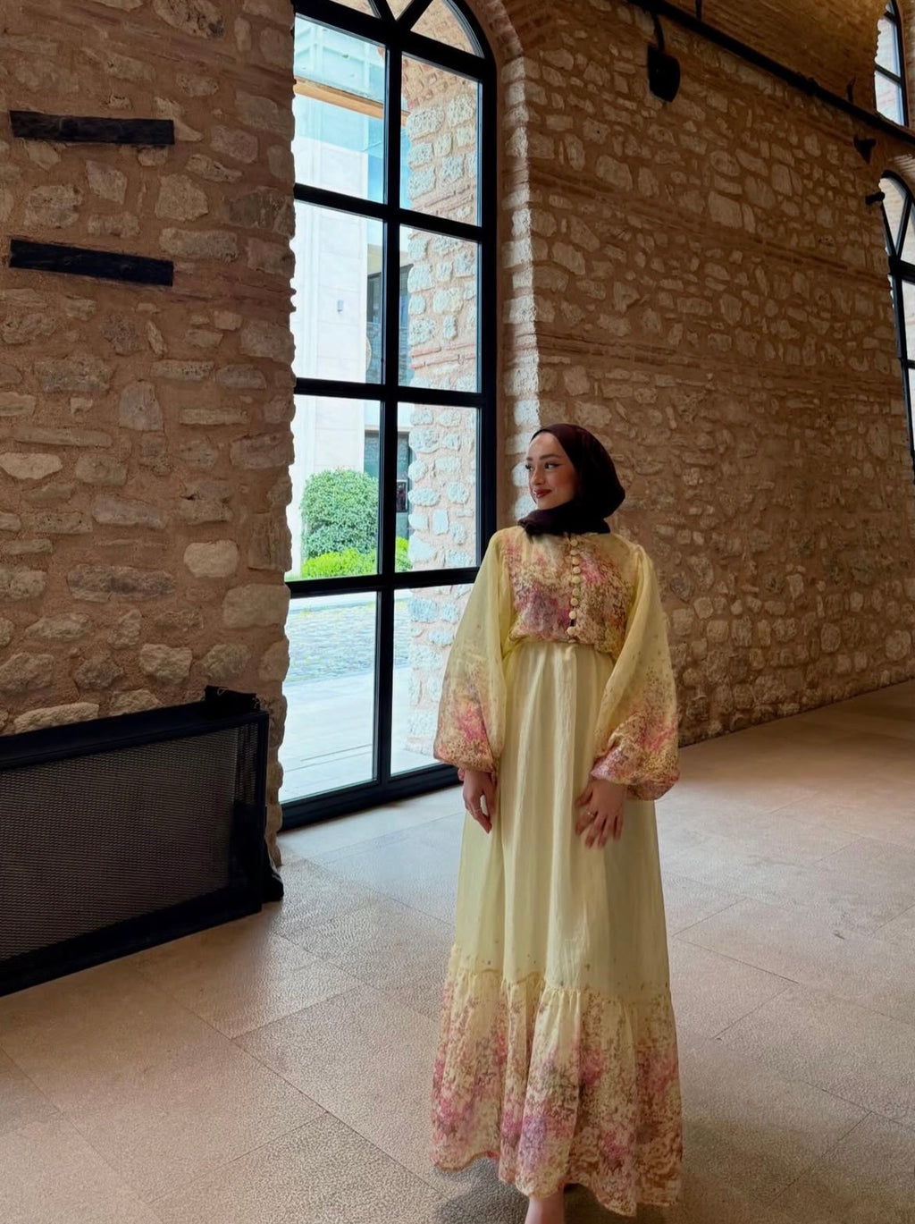Robe Longue Bohémienne Chic – Jaune Pastel