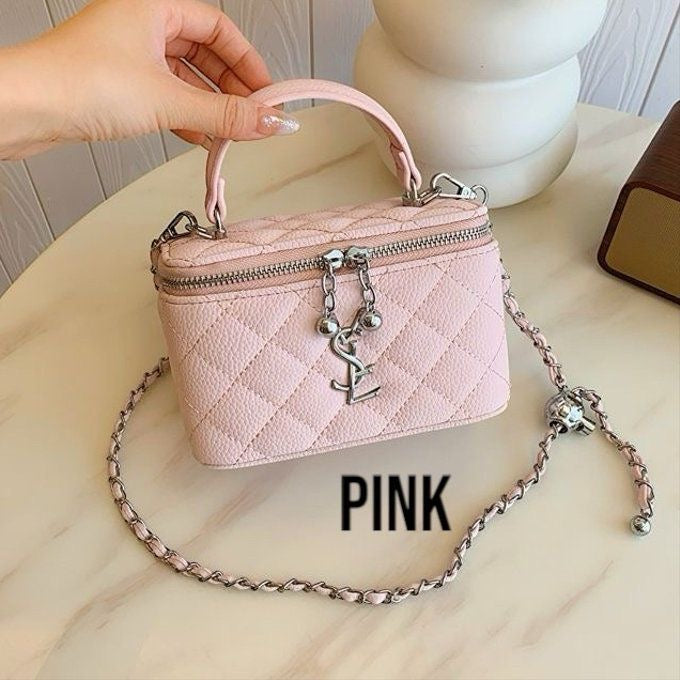 Sac Vanity Case "Gaby" en Cuir Matelassé – Rose Poudré – Saint Laurent