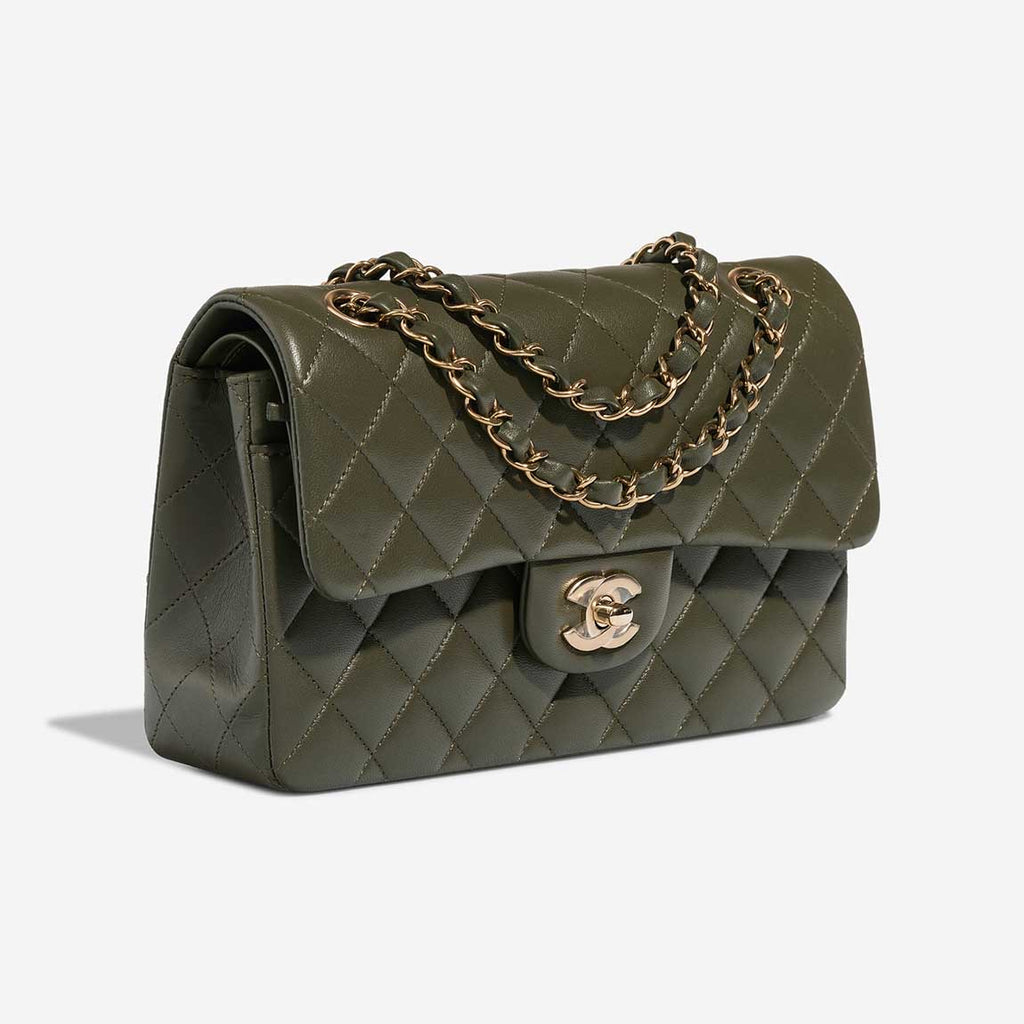 Chanel Lambskin Quilted Medium Classic Flap Green GHW