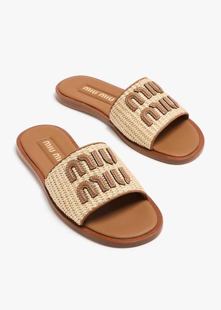 MIU MUI Raffia slide sandals