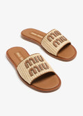 MIU MUI Raffia slide sandals