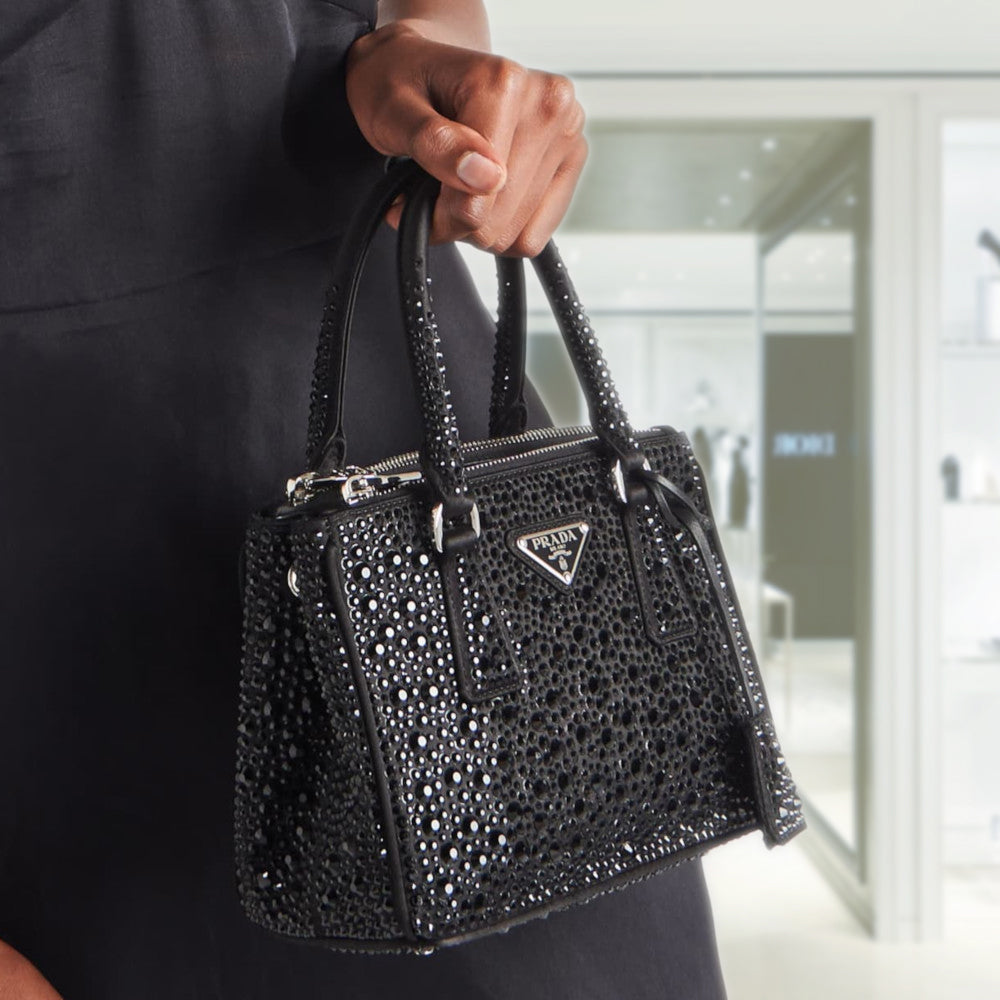 Prada Galleria Satin Mini Bag with Crystals – Sac de Luxe Éblouissant