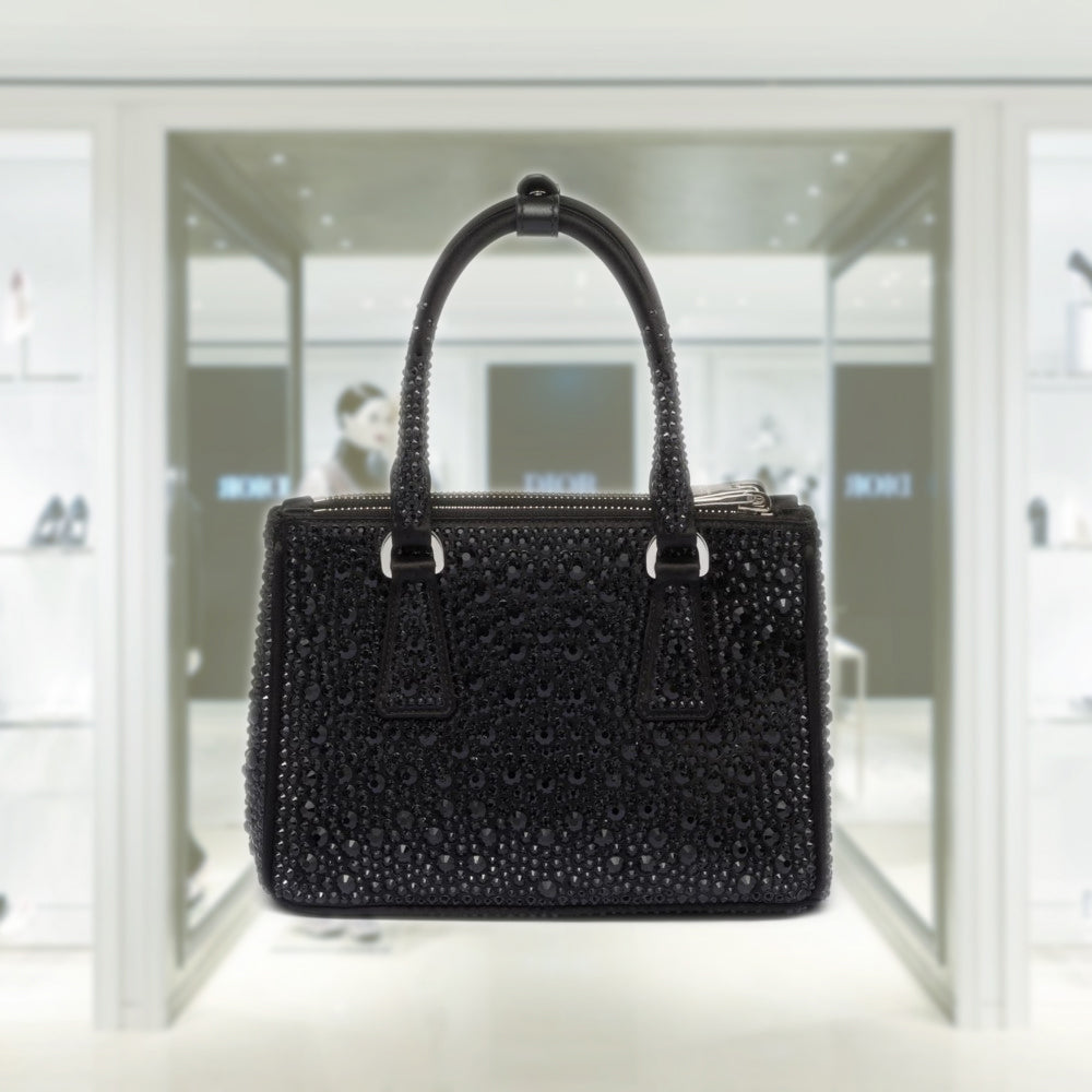 Prada Galleria Satin Mini Bag with Crystals – Sac de Luxe Éblouissant
