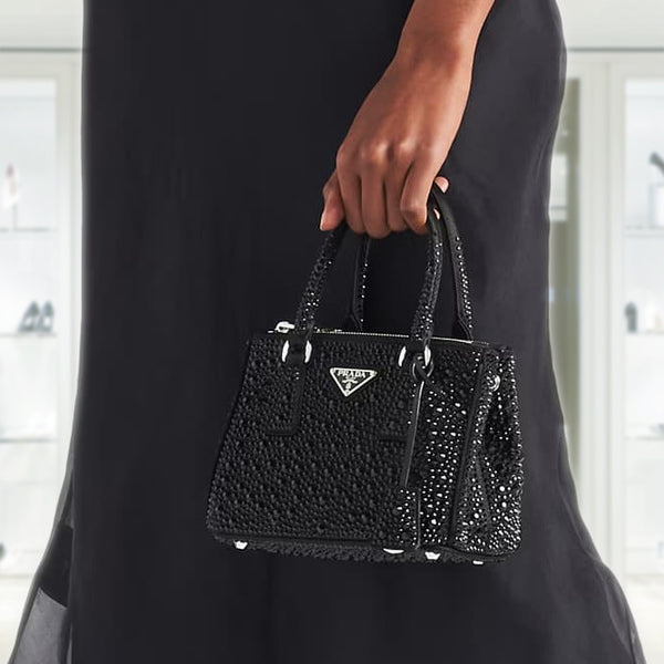 Prada Galleria Satin Mini Bag with Crystals – Sac de Luxe Éblouissant